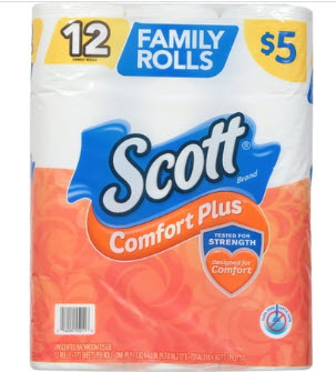 Scott ComfortPlus Toilet Paper 1-Ply Family Rolls, 173.0 ea, 12 pack