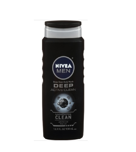 NIVEA MEN Active Clean 3-in-1 Men S Body Wash with Charcoal  16.9 Fl Oz